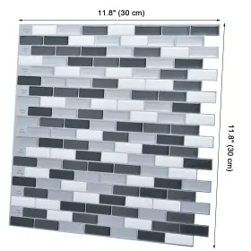 Art3d 728370565669 12 Inch Vinyl Peel And Stick Backsplash Tile 6-pack Grey Mixed 11.8