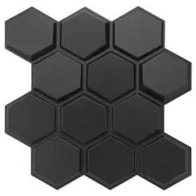 A10063bk Art3d Textured 3d Pvc Wall Panels Hexagon Design Pack Of 12 Tiles 25.5 Sq Ft