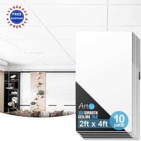Art3d A10921 Drop Ceiling Tile 2ft X 4ft 10 Pack Fire Rated Waterproof Pvc White Smooth