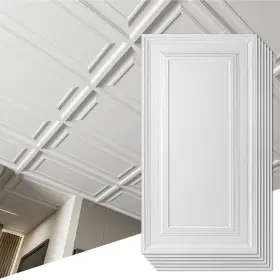 A10924 Art3d 12-pack 24x48 Inch Pvc Decorative Drop Ceiling Tiles - Smooth White
