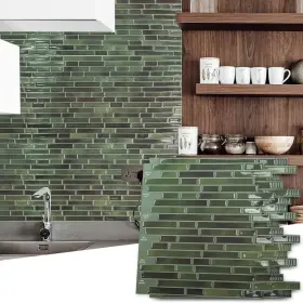 A17086gn Art3d 10pc 12 Inch X Peel And Stick Backsplash Wall Tile Green Kitchen Decoration