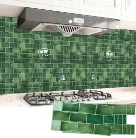 A17eb100gn Art3d 20-pack 12 Inch X 6 Peel And Stick Backsplash Tile Subway In Green
