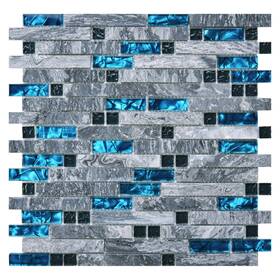Art3d A23631 Grout Decorative Tile Blue/gray Glass For Kitchen Backsplash Or Bath