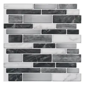 Art3dwallpanels 728370569544 Brick 12 Inch X Vinyl Peel And Stick Backsplash Tiles In Black Grey