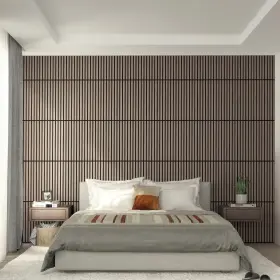 1806215 Artika Sonolok Sound-absorbing Slatted Panel Kit Walnut 15.5 Sq Ft 4 Panels