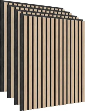 1806372 Artika Sonolok Sound-absorbing Panel Kit Oak And Black 15.5 Sq Ft 4 Panels