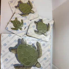 Artistry In Mosaics 682384169254 Loggerhead Turtle Family Pool Mosaic Tile Set Of 4