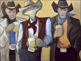 Artwork On Tile Jha011atcs Western Art Ceramic Accent - Decorative Wall Jann Harrison Jha011at