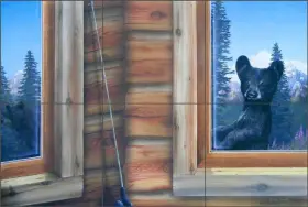 Jsa020cs Artwork On Tile Bear Backsplash Justin Sparks Lodge Art Ceramic Mural Jsa020