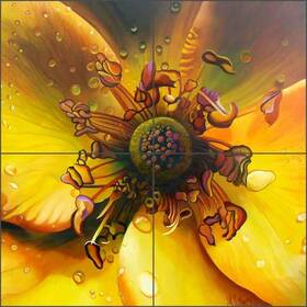 Artwork On Tile Mha030cs Flower Backsplash Micheline Hadis Floral Art Ceramic Mural Mha030