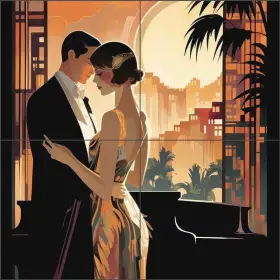 Ob-laz63-28cs Artwork On Tile Art Deco Backsplash Lazar Studio Ceramic Mural Ob-laz63-28