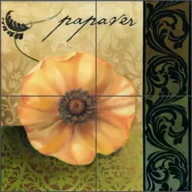 Ob-lm66bcs Artwork On Tile Poppy Backsplash Louise Montillio Flower Art Ceramic Mural Ob-lm66b