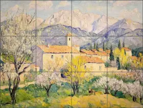 Ob-sh2494cs Artwork On Tile Landscape Backsplash Steve Hunziker Impressionist Art Mural Ob-sh2494