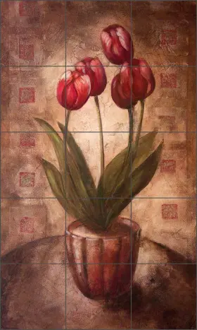 Ob-wr697cs Artwork On Tile Tulip Backsplash Wilder Rich Floral Art Ceramic Mural Ob-wr697