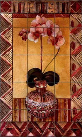 Ob-wr701bcs Artwork On Tile Orchid Backsplash Wilder Rich Floral Art Ceramic Mural Ob-wr701b