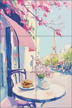 Ob-yas1564-3cs Artwork On Tile Paris Bristro Backsplash Elara Yasna Cafe Art Ceramic Mural Ob-yas1564-3