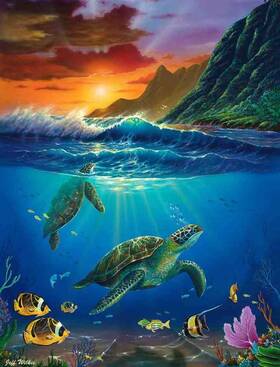 Artwork On Tile Pov-jwa026atcs Turtle Accent And Decor Jeff Wilkie Undersea Art Pov-jwa026at