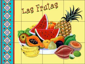 Pov-rr023cs Artwork On Tile Fruit Backsplash Raul Del Rio Kitchen Art Ceramic Mural Pov-rr023