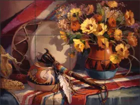 Rw-mja007cs Artwork On Tile Southwest Backsplash Maxine Johnston Native Art Ceramic Mural Rw-mja007