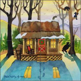 Artwork On Tile Rwa015cs Cabin Backsplash Robin Wethe Altman Lodge Art Ceramic Mural Rwa046