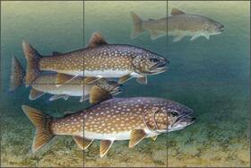 Artwork On Tile Tka004cs Lake Trout Backsplash Tim Knepp Fish Art Ceramic Mural Tka004