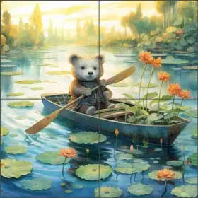 Wdw0027-3cs Artwork On Tile Teddy Bear Backsplash Wdw Designs Ceramic Landscape Art Mural Wdw0027-3