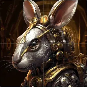 Wdw201-2cs Artwork On Tile Steampunk Rabbit Backsplash Wdw Designs Ceramic Art Mural Wdw201-2