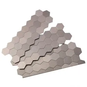Aspect 764890488507 12x4 Inch Brushed Honeycomb Matted Stainless Metal Decorative Tile Backsplash