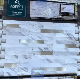 Ac005 Aspect Collage #ac005 Collage-back Splash-new-marble Shine 12-in X 12-in-18 Packs