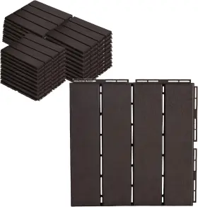 Asteroutdoor 445054091087 Interlocking Deck Tiles Plastic Waterproof Outdoor Flooring 12 Inch X 1