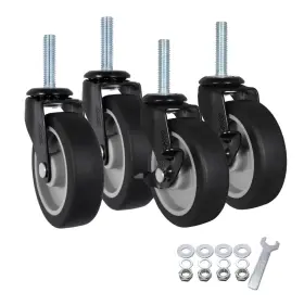 Ct516-50pvc-us Axl 3 Inch Caster Wheels 3/8 -16 X 1-1/2 Threaded Stem Casters With Brake Tpr R