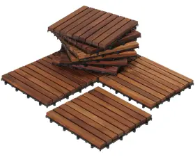 Bare Decor 723736413554 Ez-floor Interlocking Flooring Tiles In Solid Teak Wood Oiled Finish Set Of
