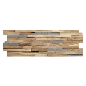 Bare Decor Bare-wt3045 Ez-wall Mosaic 3d Pattern With Stone Accents Tile In Solid Teak Wo