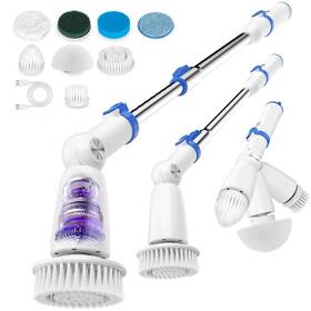 Beautural B0cyzhcrnm Cordless Electric Spin Scrubber - 2 Speeds 8 Brushes Adjustable Leng