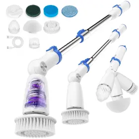 B0cyzhcrnm Beautural Cordless Electric Spin Scrubber - 2 Speeds 8 Brushes Adjustable Leng