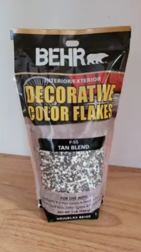 76763 Behr Paint Flakes F-55 Tan Blend 1 Pound For Garage Floor Project 76763 Behr Paint Flakes F-55 Tan Blend 1 Pound For Garage Floor Project