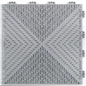 Uitilegy2 Bergo Garage Flooring Tile 14.9 Inch Lx14.9 W Unique Gray Polypropylene Interlocking