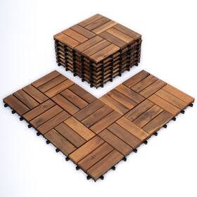 Bliss Hammocks Bdt-103-u-a Outdoors Hardwood 12-slat Interlocking Wood Deck Tiles Set Of 10 Open Box