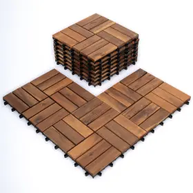 Bdt-103-u-a Bliss Hammocks Outdoors Hardwood 12-slat Interlocking Wood Deck Tiles Set Of 10 Open Box