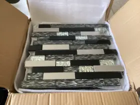 Bluejellyfish 734779610596 Black Glass Mosaic 12x12