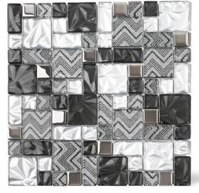 Blujellyfish Gsbk-5d Kitchen Backsplash Tile 5 Sheets Black Square Glass Mosaic Tiles For Bathroom