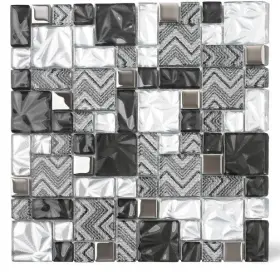 Gsbk-5d Blujellyfish Kitchen Backsplash Tile 5 Sheets Black Square Glass Mosaic Tiles For Bathroom