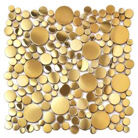 Blujellyfish Mbt24b1 Gold Tile For Kitchen Backsplash Wall Penny Round Bubble Tiles Bathroom S