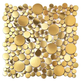 Mbt24b1 Blujellyfish Gold Tile For Kitchen Backsplash Wall Penny Round Bubble Tiles Bathroom S