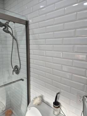 Boutique 1351418 White Ceramic Subway Wall Tile Beveled Glossy 3x9 60 Pieces Per Box