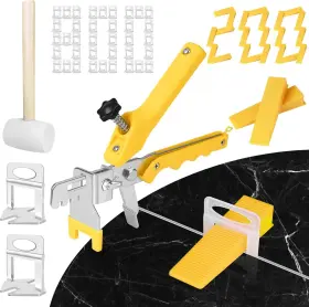 8-800pcs-yellow Brand Dojobkinb Tls-1/8-800pcs-yellow Tile Leveling System 1/8 Inch With X800 Spacers And 200 Pcs Wedges Yellow
