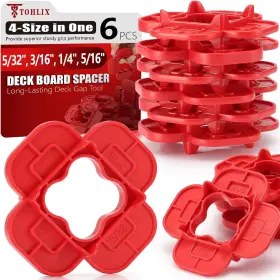 Spacer-red-6 Brand Tohlix 6 Packs 4-in-1 Multi-size Deck Spacer Tool 5/32 Inch 3/16 1/4 5/16 Red