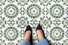 Branded 731199183914 Green Morocco 12 Inch X12 Peel N Stick Self Adhesive Vinyl Floor Tiles