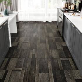Branded 751501543083 Wallercity Dark Brown Peel And Stick Floor Tile Vinyl Flooring Wood Grain New