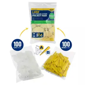 99741 Branded Lash Tile Leveling System Project Pack - 100 1/16 Inch Clips And Wed 99741 Branded Lash Tile Leveling System Project Pack - 100 1/16 Inch Clips And Wed